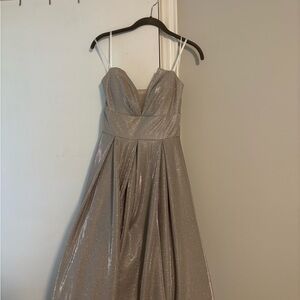 Silver Strapless Prom Dress